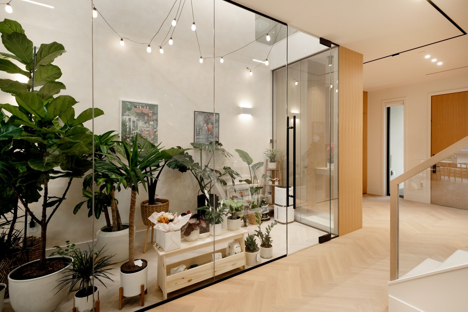SW Marine Custom Home — Glass-enclosed indoor greenhouse atrium